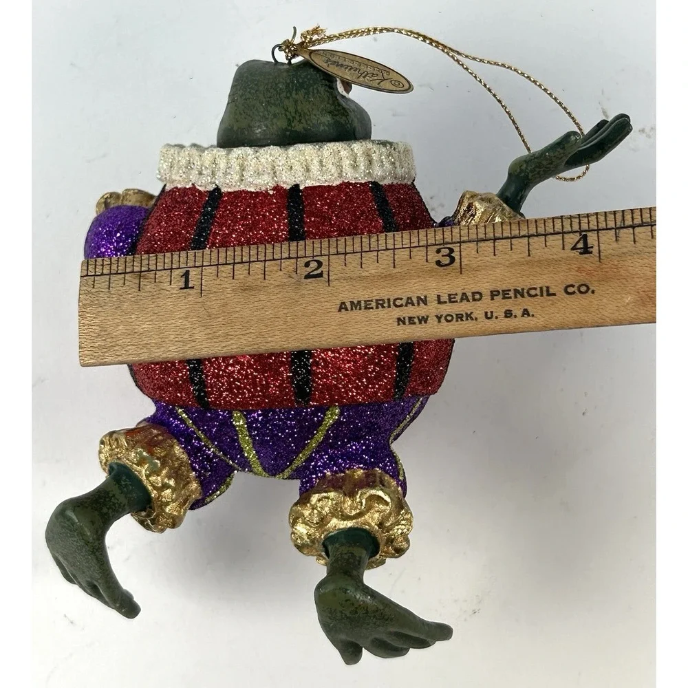 Katherine's Collection Frog Jester Ornament Red Purple Glitter Vintage Christmas